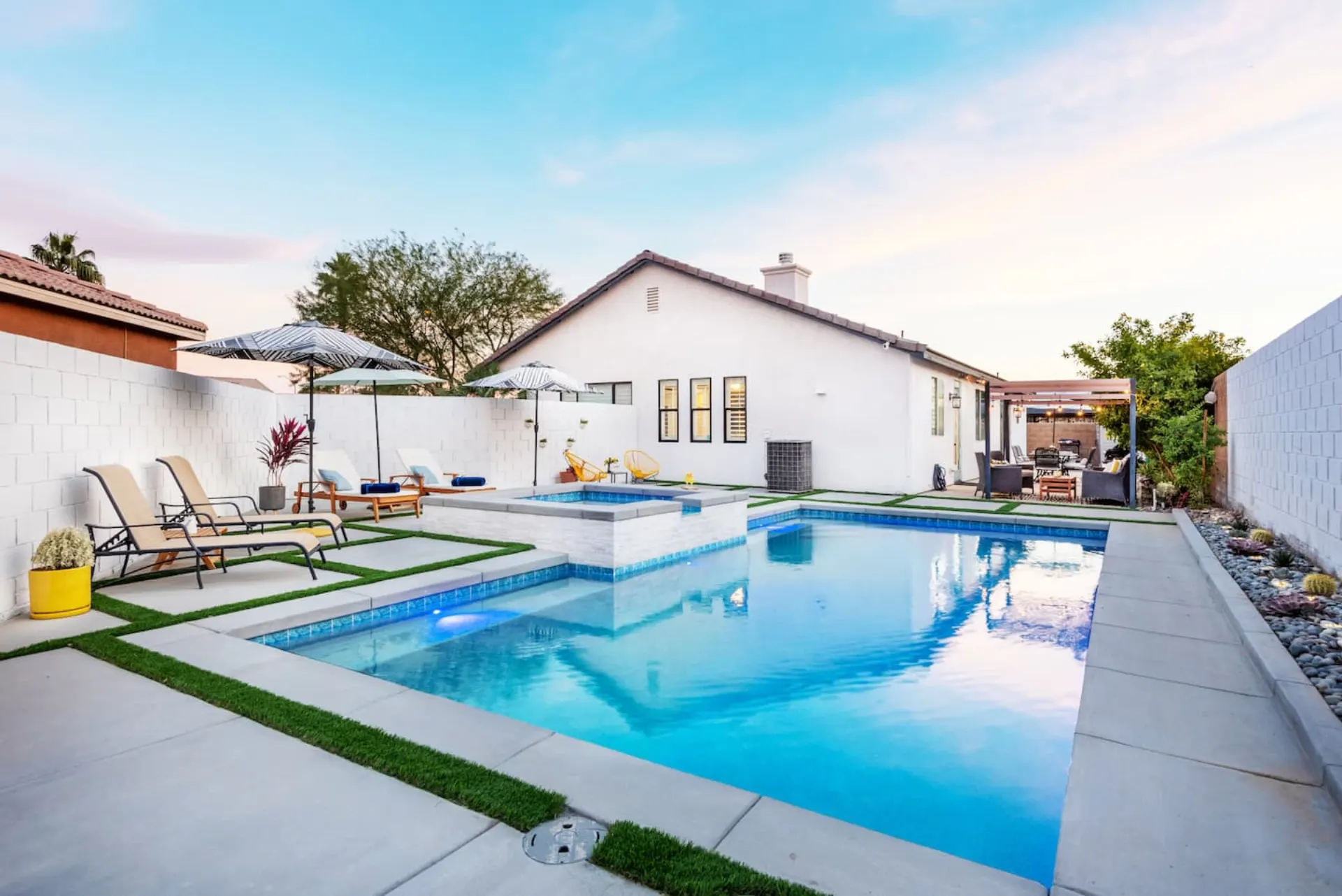 Indio vacation rental near Coachella with private pool and palm trees